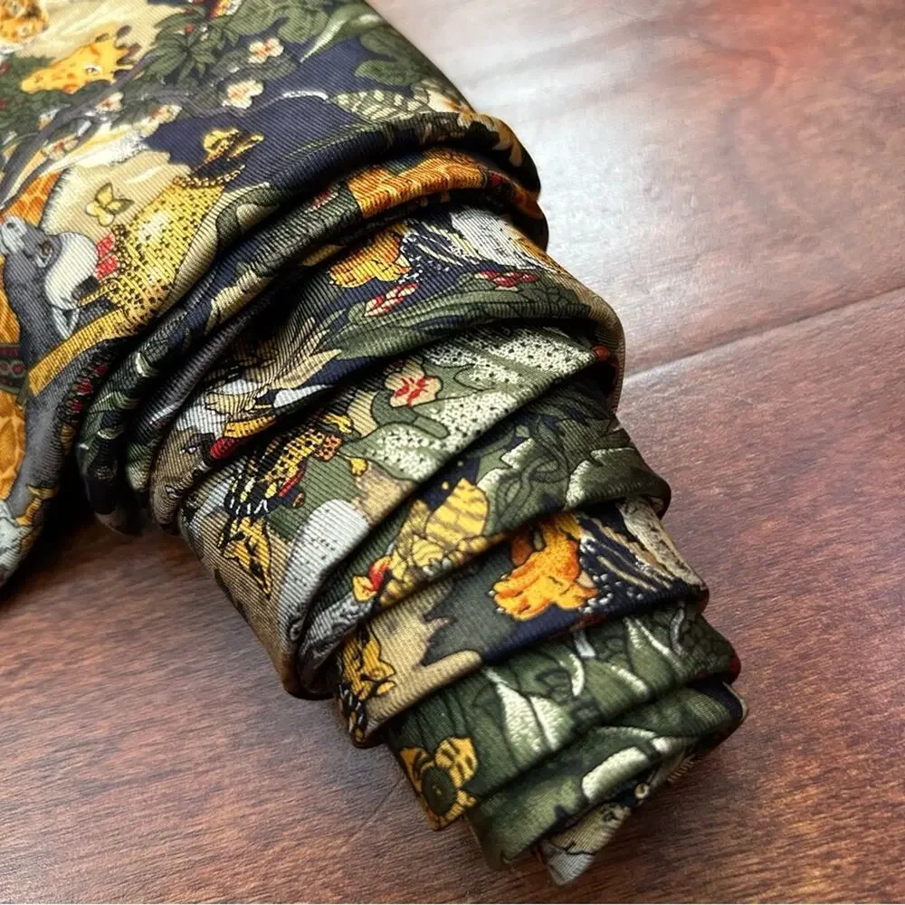 Vintage Pierre Cardin Exotic Tropical Animal Print Tie, 100% Silk